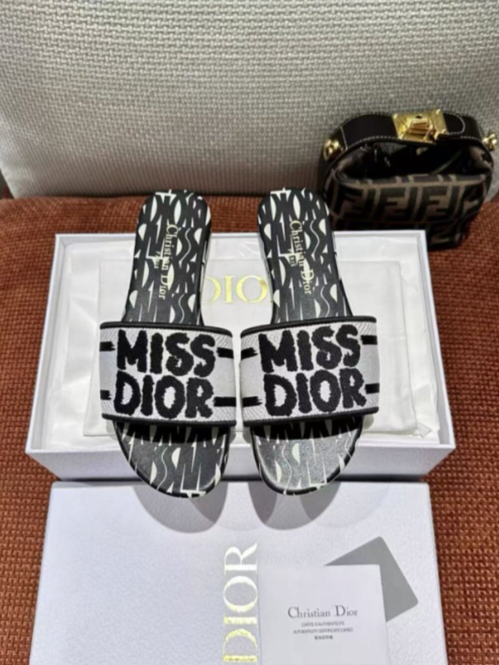 Sweet Dior Graphic Print Slides | Size 37